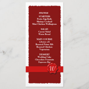Menu Menu/programa do casamento do selo da cera