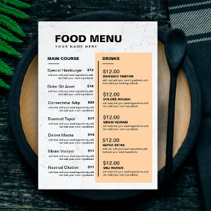 Menu Mermer da Comida do Restaurante Moderno Lis