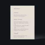 Menu Merrin Beige Elegant Wedding<br><div class="desc">Menu moderno de casamento com um design simples mas elegante.</div>