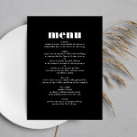 Menu Mesa Branca Negra Negra Moderna<br><div class="desc">Este design faz parte de uma coleção - por favor, contacte-me se precisar de mais artigos de papelaria Este design moderno é minimalista, mas lúdico, com a colocação perfeita de texto preto e branco, resultando num olhar arrumado e limpo. Este design é personalizável para outras cores e faz parte de...</div>