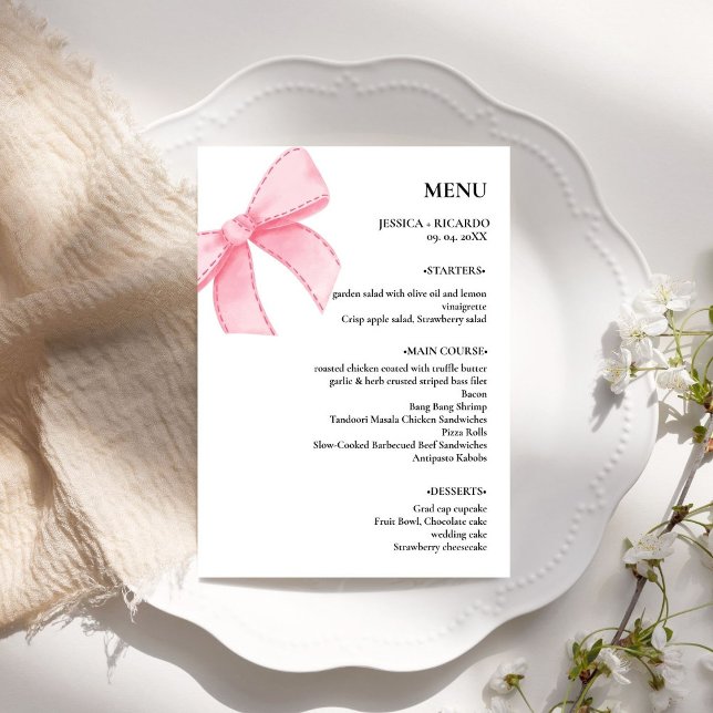 Menu Mesa de Casamento de Arcos Rosa Minimalista Elegan (Criador carregado)
