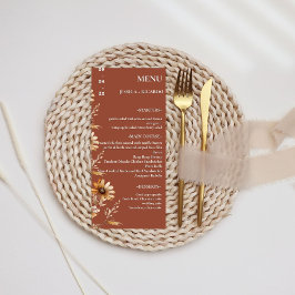 Menu Mesa de Casamento de Boho Chic Wildflower Minimali