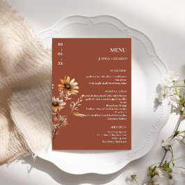 Menu Mesa de Casamento de Boho Wildflower Elegante Mini