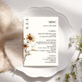 Menu Mesa de Casamento de Boho Wildflower Elegante Mini