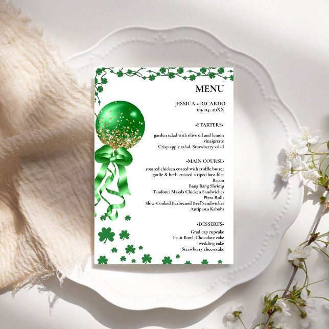 Menu Mesa de Casamento de Dia de São Patrício Minimalis (Criador carregado)