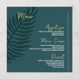 Menu Mesa de Casamento de Folha Azul Minimalista Modern