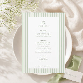 Menu Mesa de Casamento Listrada Clássica Verde 5x7"