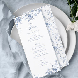 Menu Mesa Floral Azul Clássico de Casamento
