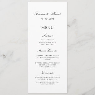 Menu Mesa Mínima Moderna de Casamentos Islâmicos Branco