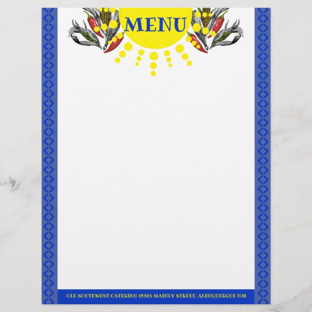 Menu mexicano com pimenta pimenta do sudoeste da c (Frente)
