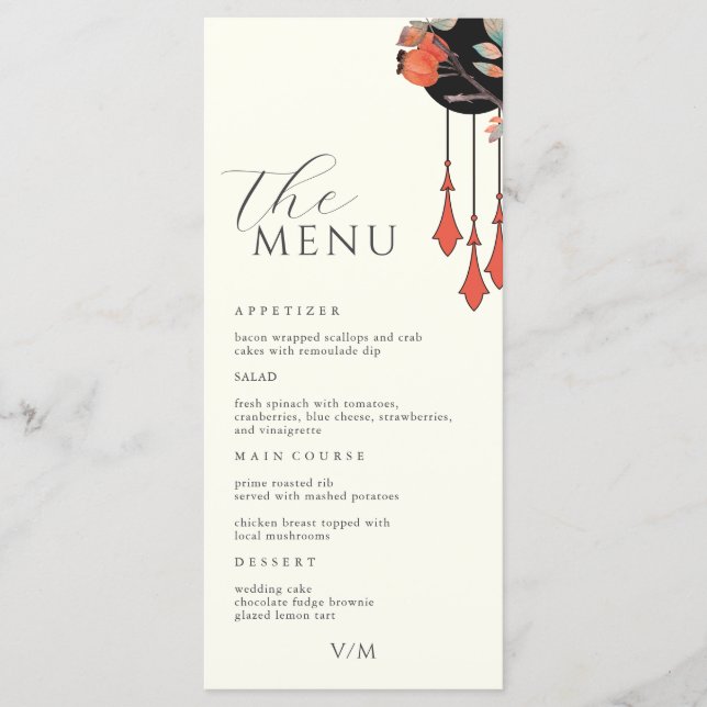 Menu Midnight Autumn Wedding Invitation Wedding (Frente)