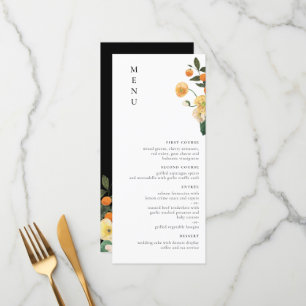 Menu Minialista Floral de Citrus Orange