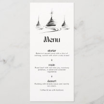 Minimal Black Hand Drawn Trees Christmas Dinner