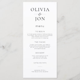 Menu Minimalist Black and White Wedding