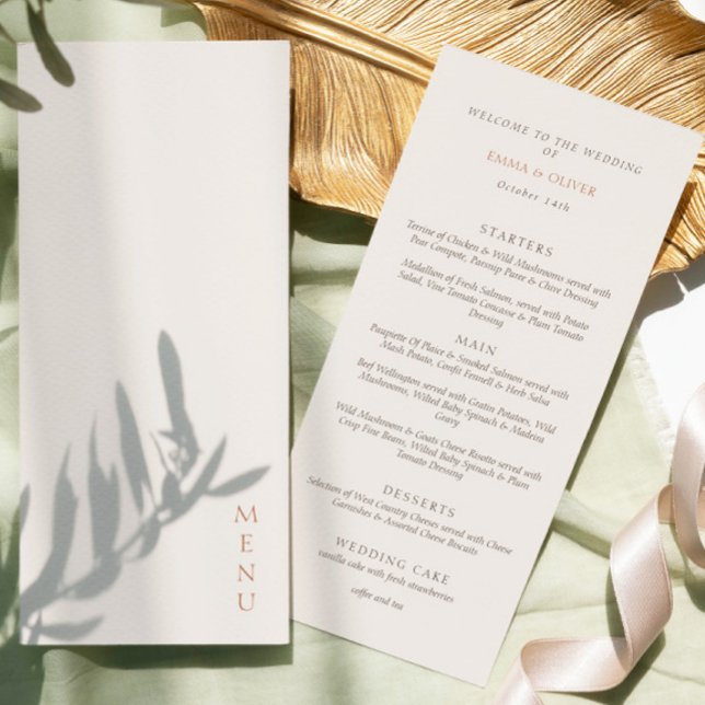 Menu Minimalist Ivory Copper Script  Wedding  (Criador carregado)