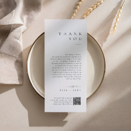 Menu Minimalist Wedding Thank You Note with QR Code