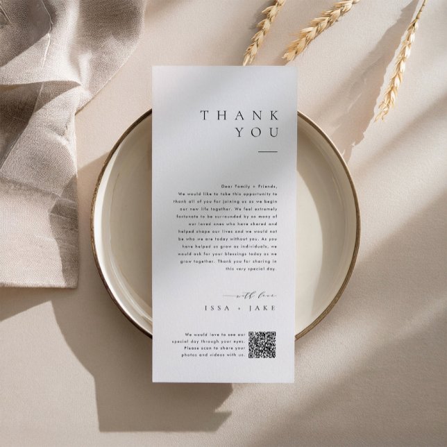 Menu Minimalist Wedding Thank You Note with QR Code (Criador carregado)