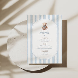 Menu Minimalista Azul do Urso Teddy