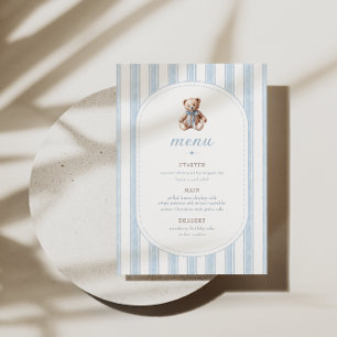 Menu Minimalista Azul do Urso Teddy