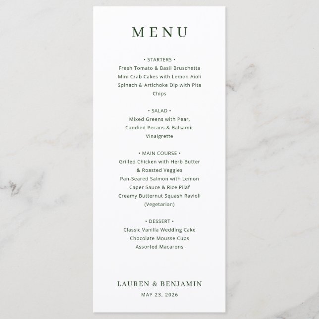 Menu Minimalista Branco Elegante (Frente)
