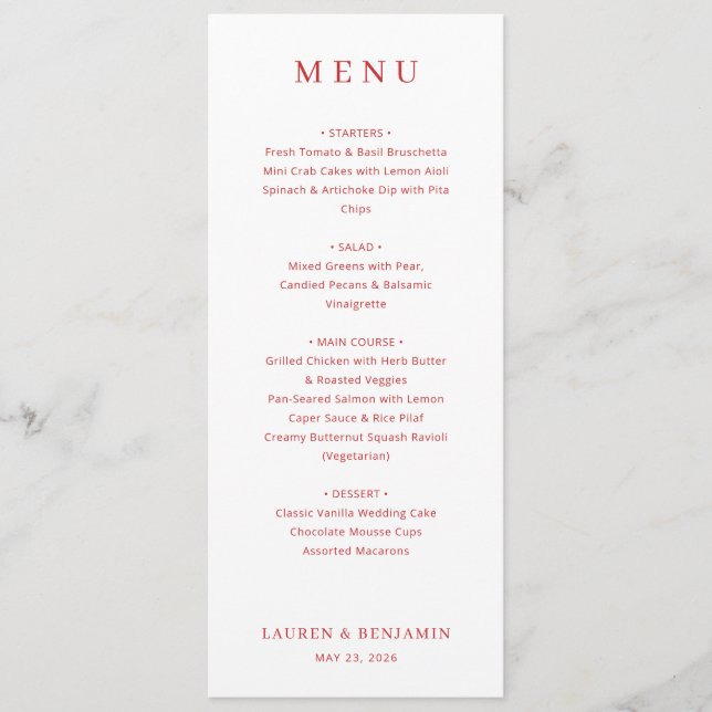 Menu Minimalista de Pêssego Sofisticado (Frente)