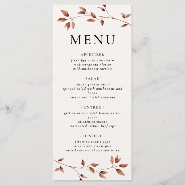 Menu Minimalista deixa Casamento outono moderno (Frente)
