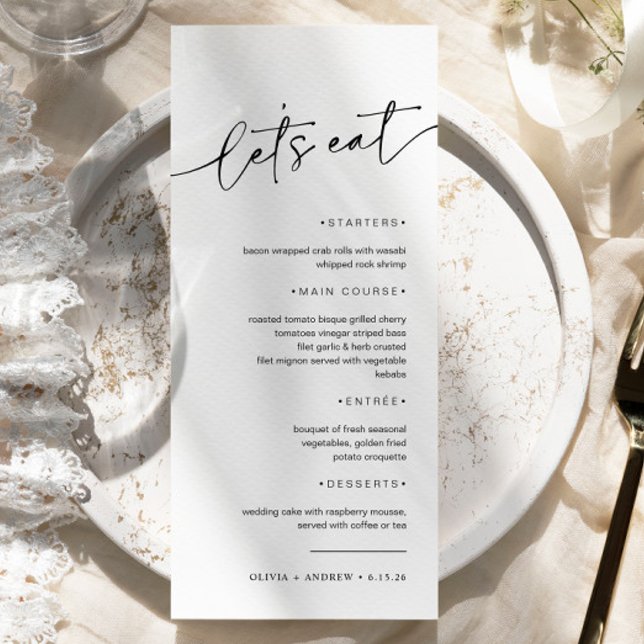 Menu Minimalista e moderno simples | Casamento (Criador carregado)
