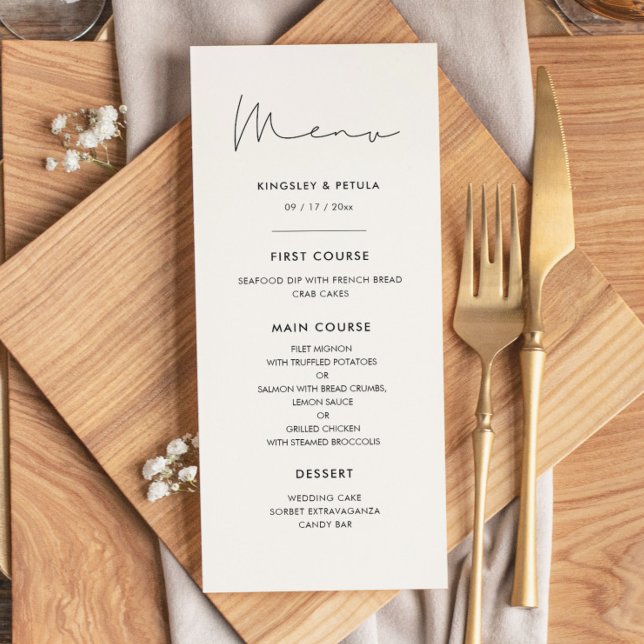 Menu Minimalista manuscrita (Criador carregado)