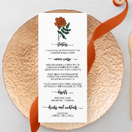 Menu Minimalista Marigold Wedding