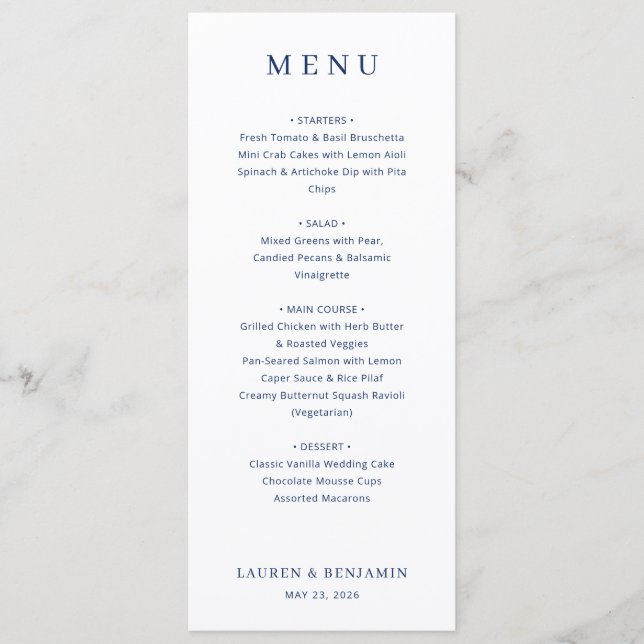 Menu Minimalista Preto Elegante (Frente)