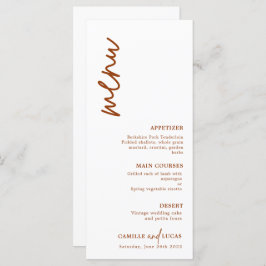 Menu Minimalista Terracotta Rust Wedding
