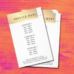 Menu Mínimo de Linha Preta Dourada Preta Preta Pre<br><div class="desc">Design de modelo de menu de serviço totalmente personalizável para profissionais relacionados à beleza/cabelo. Design simples e elegante com restos de ouro falsos,  linha preta e fundo branco. Design elegante e limpo. Se precisar de ajuda para personalizar este produto,  entre em contato conosco.</div>