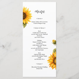 Menu Mínimo do Chá de panela de girassóis brilhant