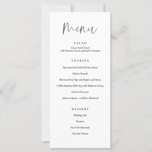 Menu mínimo do comensal de casamento da tipografi