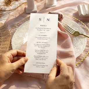 Menu Mínimo e Chic   Casamento de púrpura e de branco