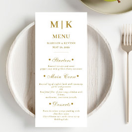 Menu Mínimo e Chic | Casamento Dourado e Branco