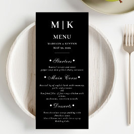 Menu Mínimo e Chic | Casamento Negro e Branco