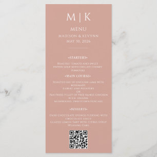 Menu Mínimo e Chic   Código QR de Casamento Negro e Bra