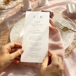 Menu Mínimo e Chic | Sage Green and White Weds<br><div class="desc">Estes elegantes e modernos cartões de cardápio de casamento ou cartões de menu de janto de ensaio apresentam um simples design de texto verde-sábio e branco que expele o estilo minimalista. Adicione suas iniciais ou monograma para torná-las completamente suas.</div>