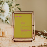 Menu Mínimo Moderno Amarelo-Cor-de-Rosa-Cor-de-Rosa<br><div class="desc">Menu de Casamento Minimalista Moderno e Rosa Brilhante e Amarelo</div>