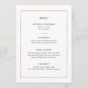 Menu Mínimo Moderno Casamento de fronteira Dourada F