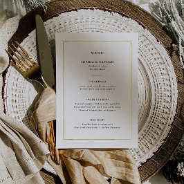 Menu Mínimo Moderno | Casamento Dourado Faux