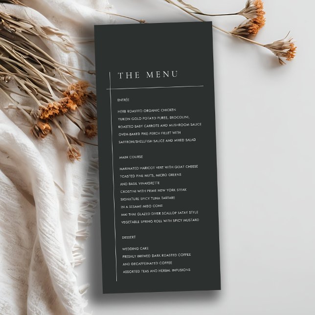 MENU MÍNIMO MODERNO DE CASAMENTO DE TIPOGRAFIA BRANCA E (Criador carregado)