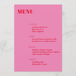 Menu Mínimo Moderno Vermelho Cor-de-rosa-escuro