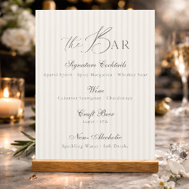 Menu Mínimo Neutro de Bar para Casamento