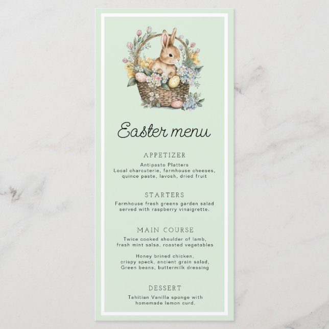 Menu Mint Green Easter Bunny (Frente)