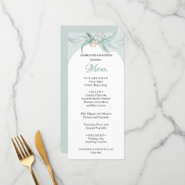 Menu Mint Green Eucalyptus Watercolor, pintado à mão
