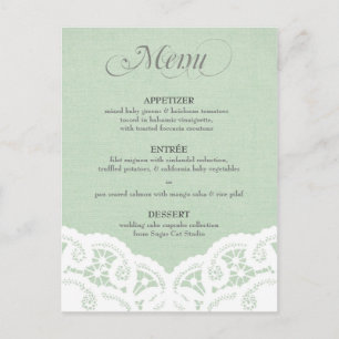 Menu Mint Lace Doily Wedding