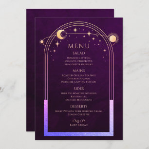 Menu Mística Arco-Íris Plum Sun Lua Estrelas Casamento