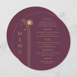 Menu Mística Plum Dourado Sol Lua Solar Estende Casamen